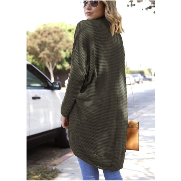 026 Cozy Waffle Knit Oversized Open Front Cardigan - Picture 2 of 2